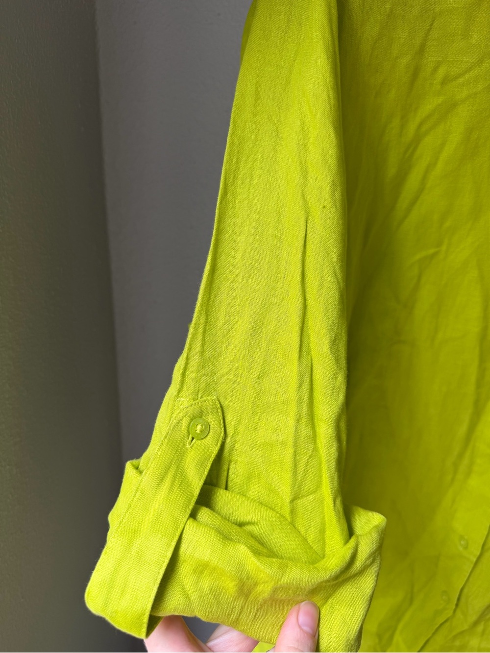 Lauren Ralph Lauren Women's Point Collar Button Placket Shirt Lime Green - Picture 2 of 11